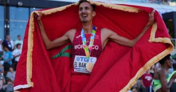 Moroccan runner Bekkali won gold in the 3000m hurdles at the World Championships in Athletics.