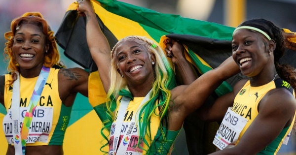 Jamaican Fraser-Pryce’s fifth world title in the 100m.